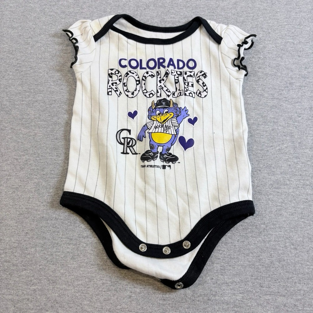 MLB Genuine Merchandise Gray Colorado Rockies Bodysuit 3-6 Months Short Sleeve